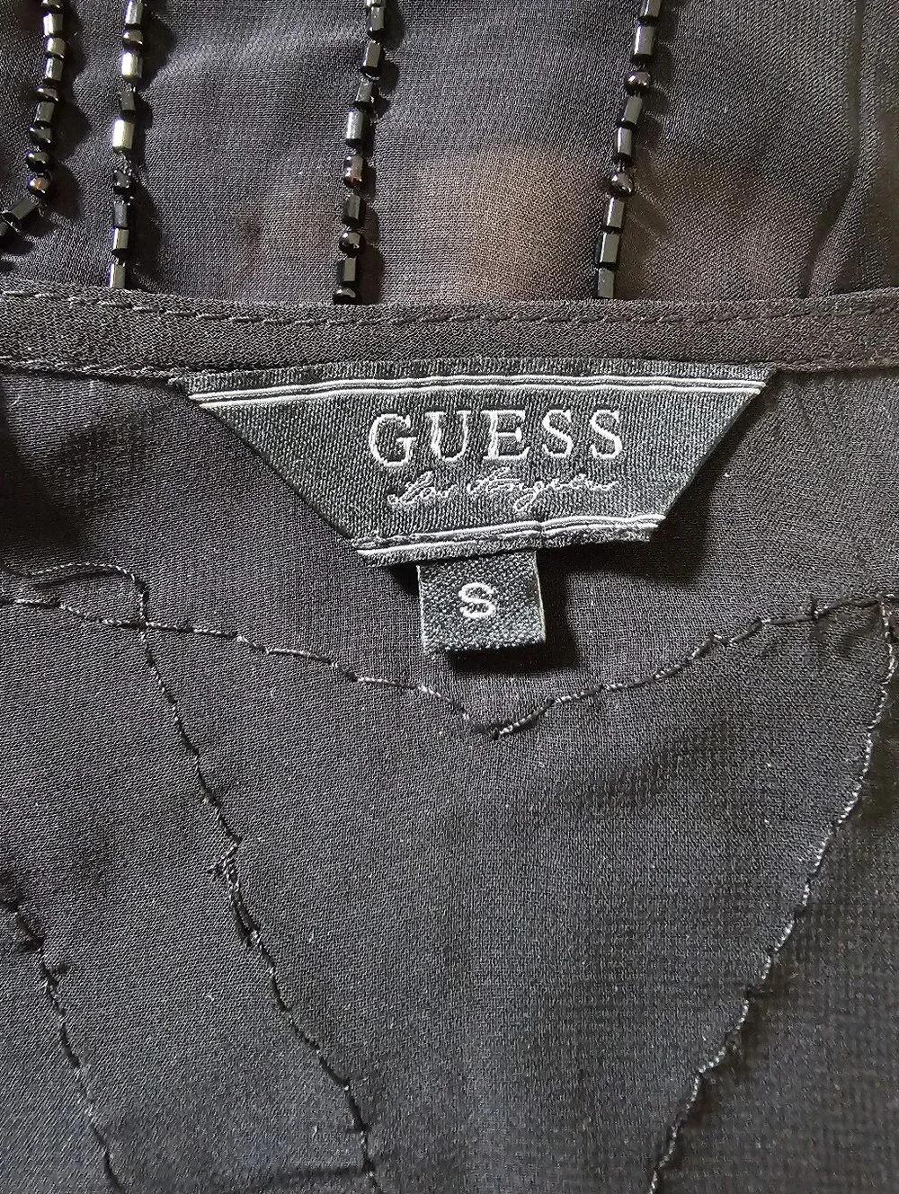 Guess Black Camisole Top with Beadwork Size Small